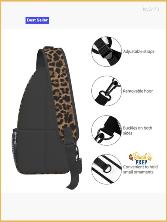 Leopard Print Sling Bag Crossbody Backpack Casual Hiking Travel Daypack main image 7